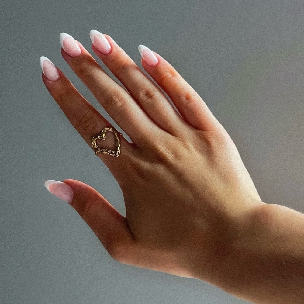18K Gold Plated Heart Melted Open Ring